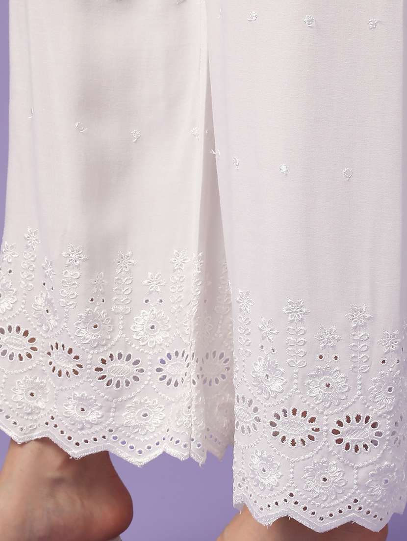 women off white rayon flared palazzo - 22353982 -  Standard Image - 4