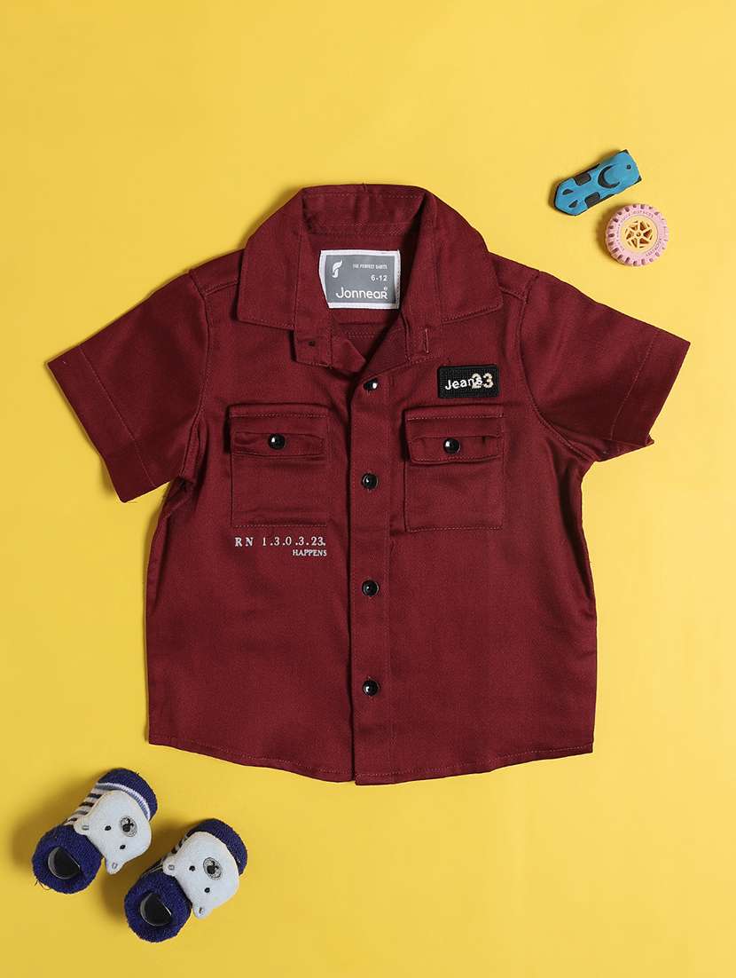 boys maroon cotton shirt - 22353992 -  Standard Image - 1