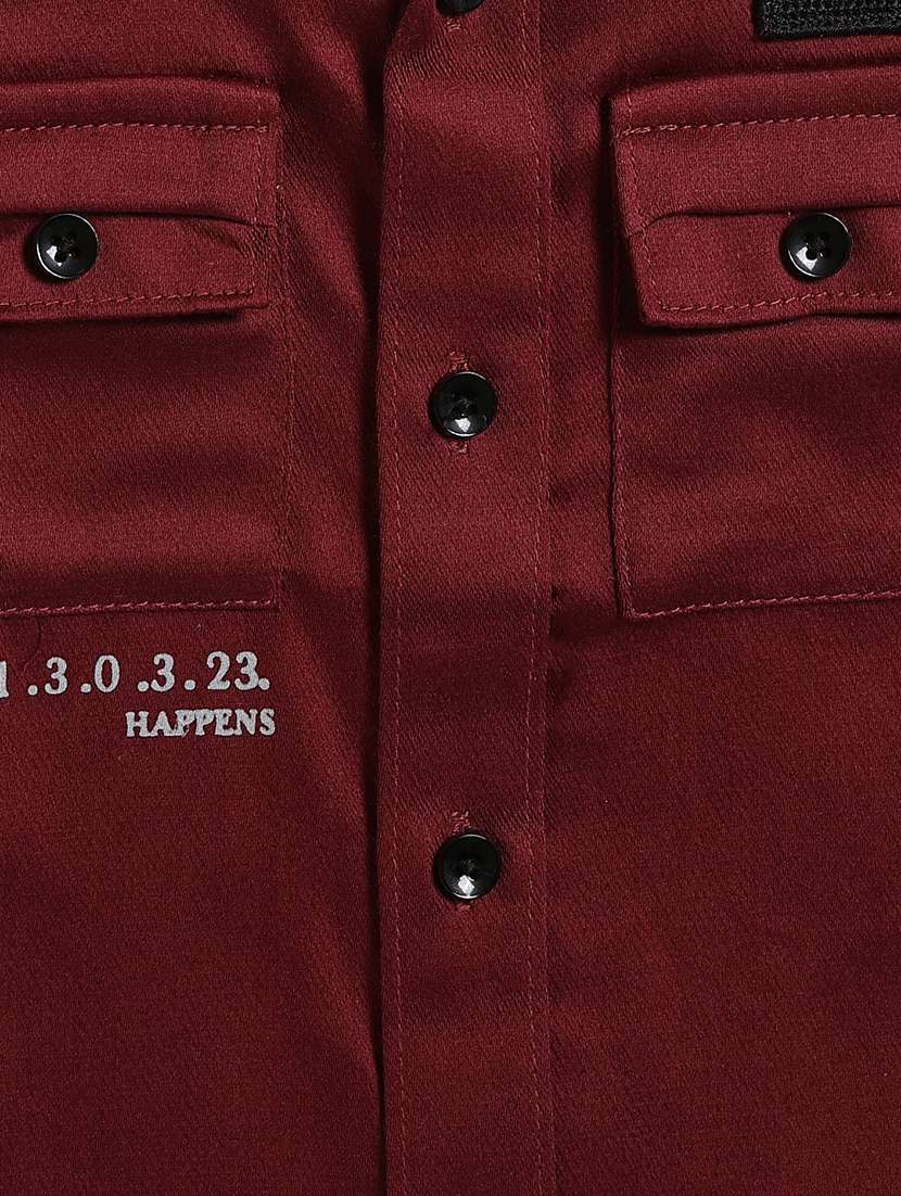 boys maroon cotton shirt - 22353992 -  Standard Image - 4