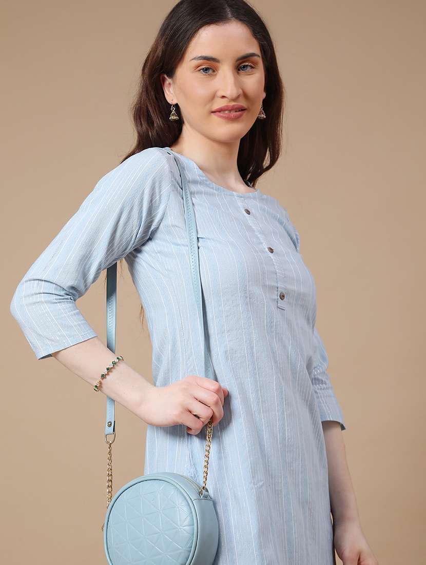 women light blue cotton straight kurta - 22353999 -  Standard Image - 1