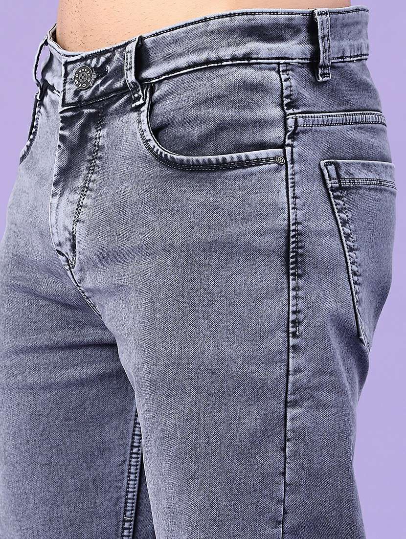 men plain mid rise full length straight jeans - 22354106 -  Standard Image - 1