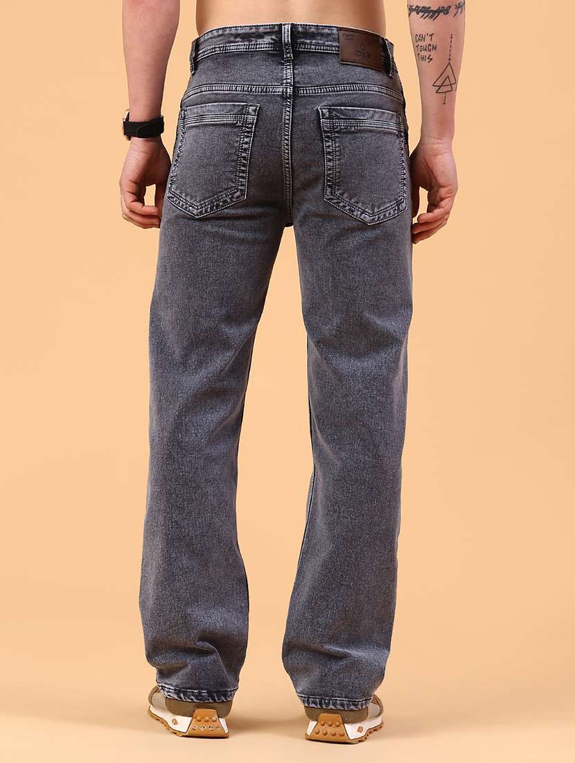 men plain mid rise full length straight jeans - 22354109 -  Standard Image - 4