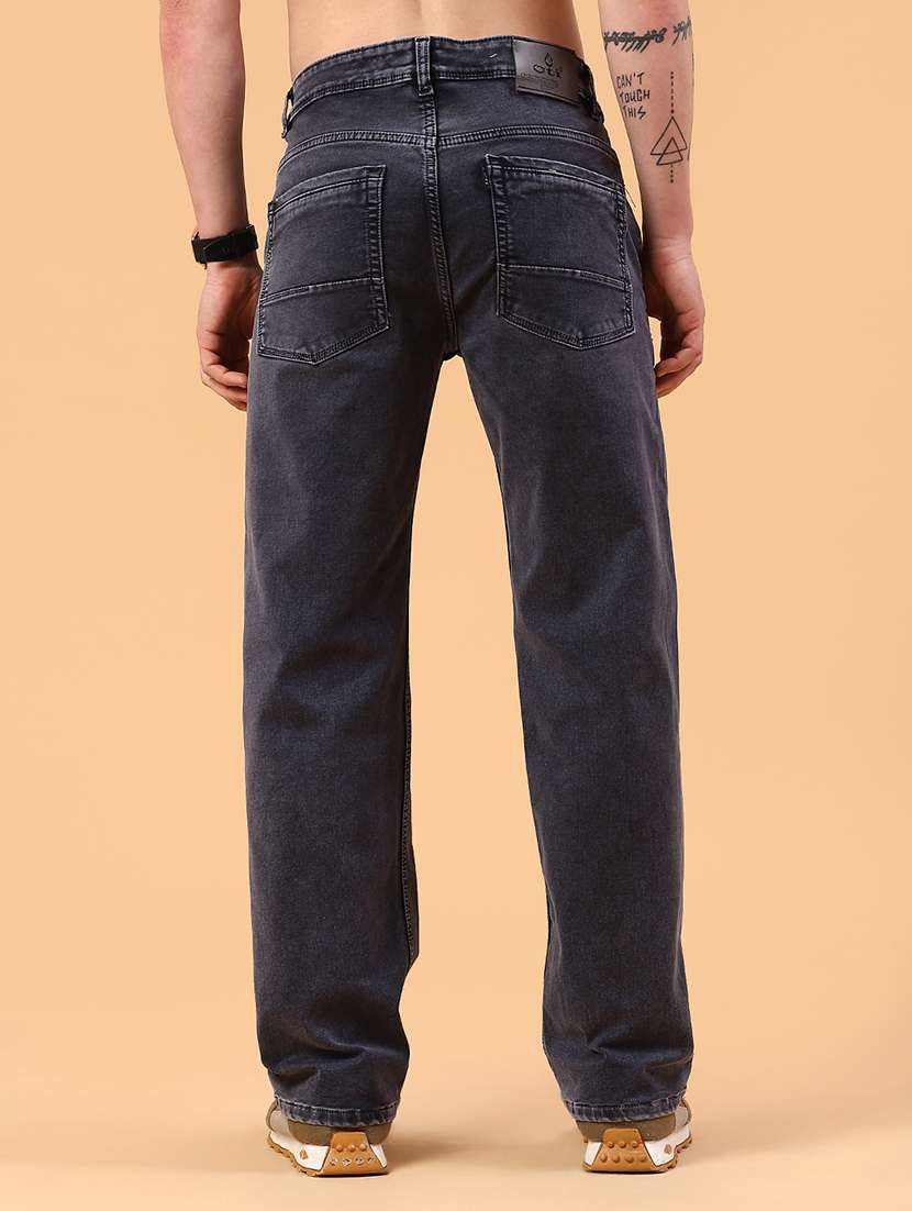 men plain mid rise full length straight jeans - 22354110 -  Standard Image - 4