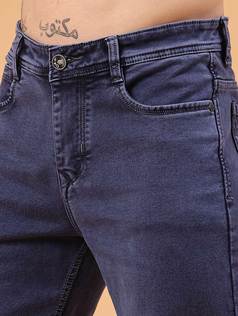 men plain mid rise full length straight jeans - 22354120 -  Standard Image - 1