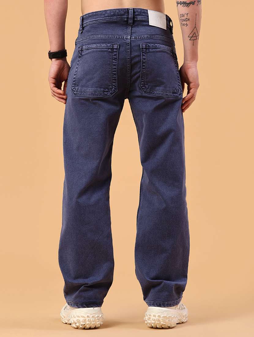 men plain mid rise full length straight jeans - 22354120 -  Standard Image - 4