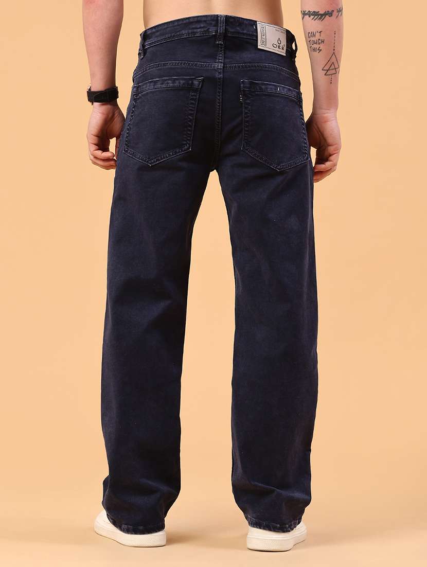 men plain mid rise full length straight jeans - 22354122 -  Standard Image - 4