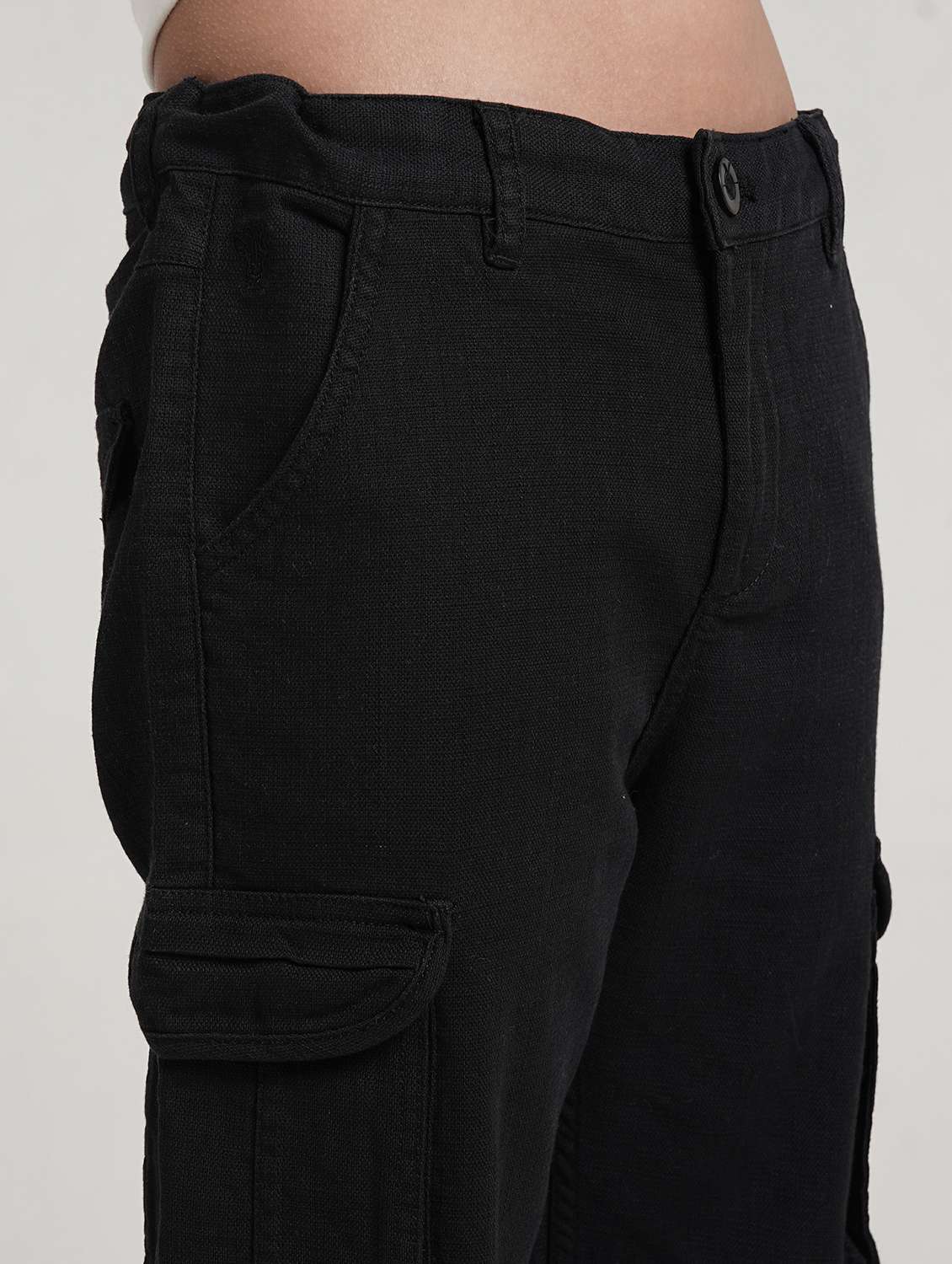 boys solid mid rise relaxed fit cargo - 22354290 -  Standard Image - 4