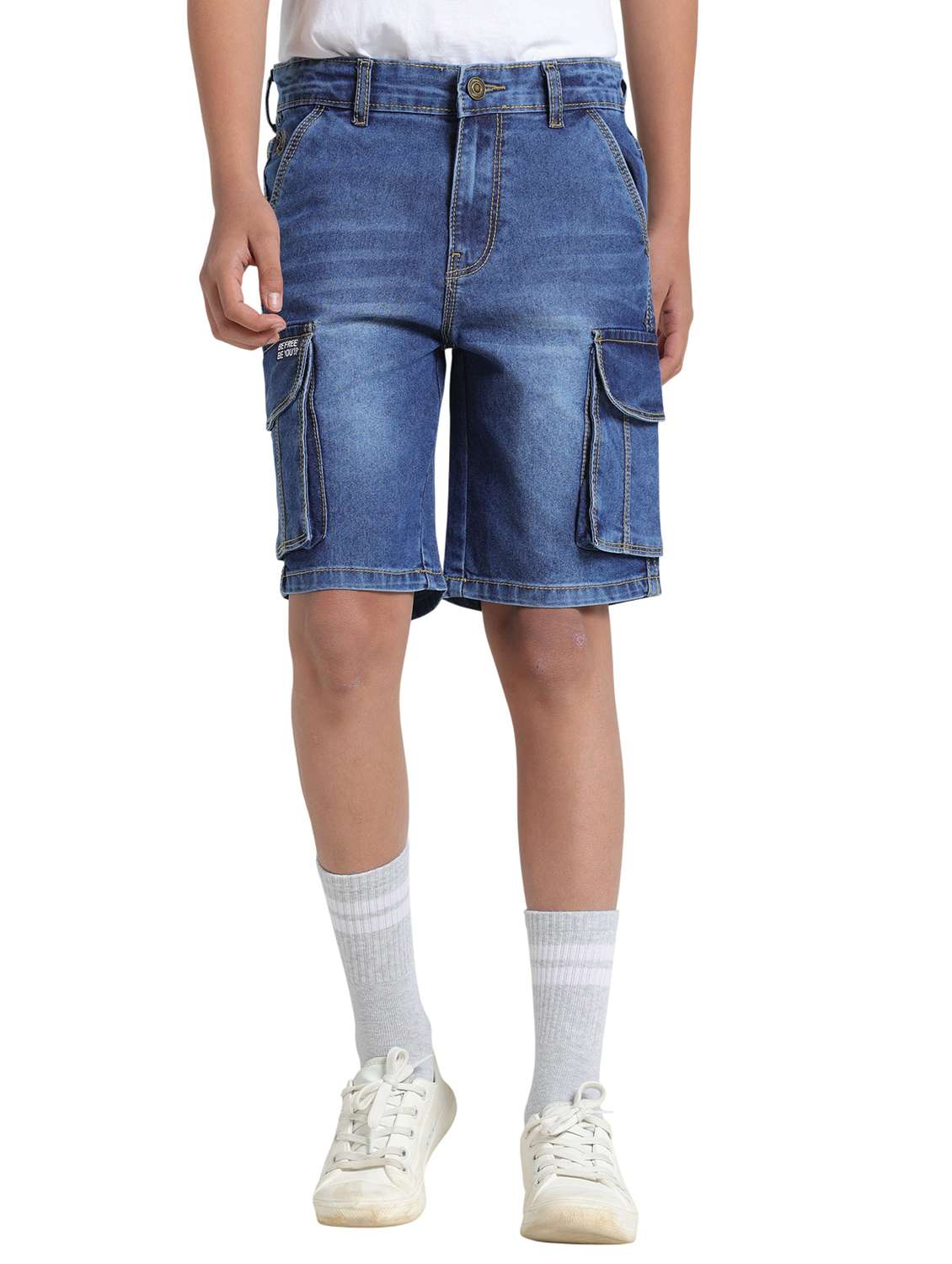 boys solid mid rise cargo shorts 