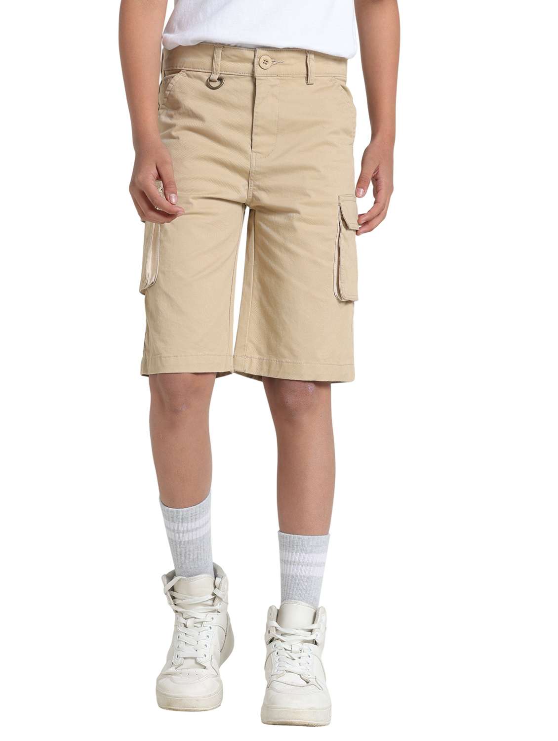 boys solid mid rise cargo shorts  - 22354296 -  Standard Image - 1