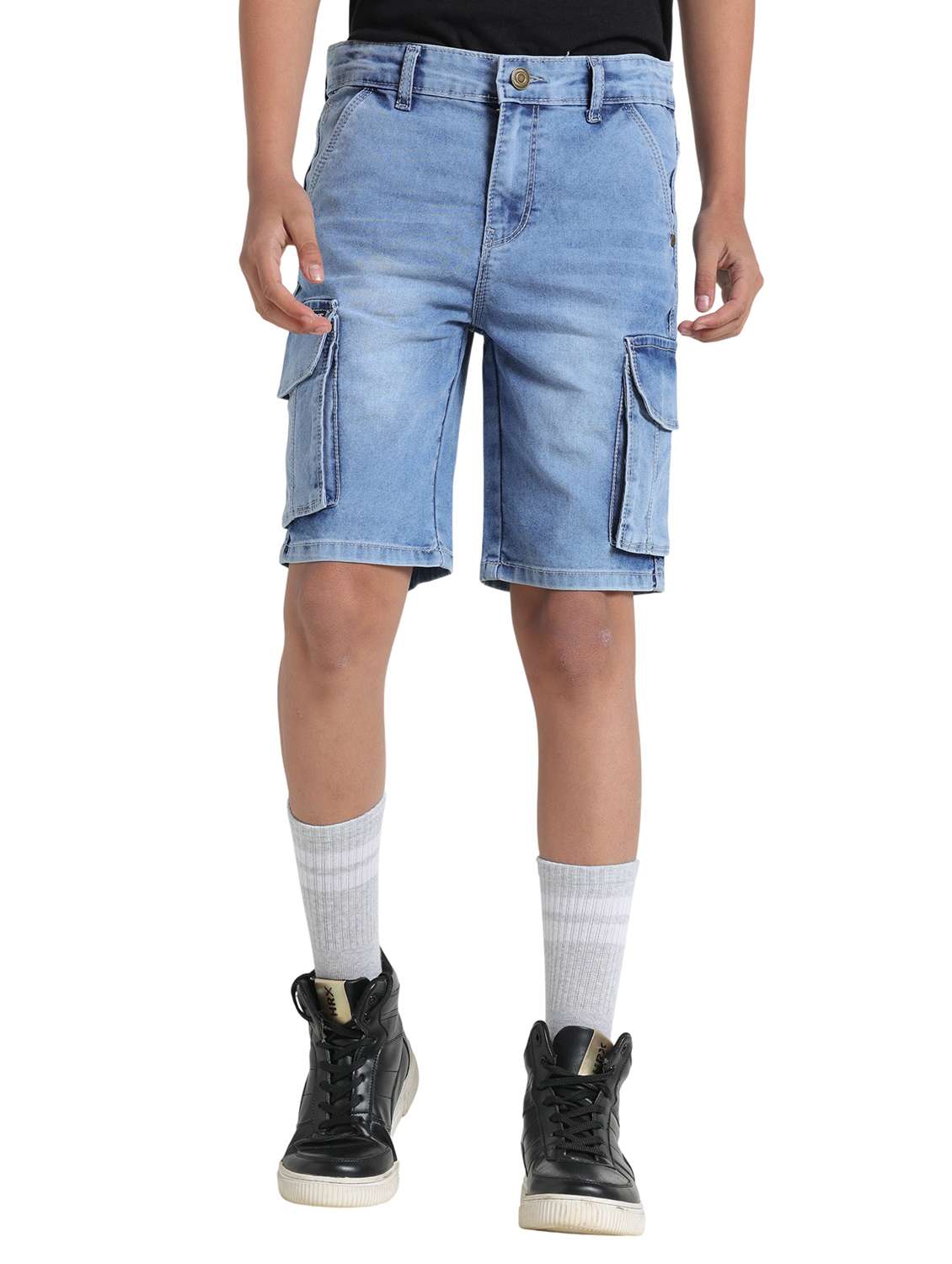 boys solid mid rise cargo shorts  - 22354297 -  Standard Image - 1