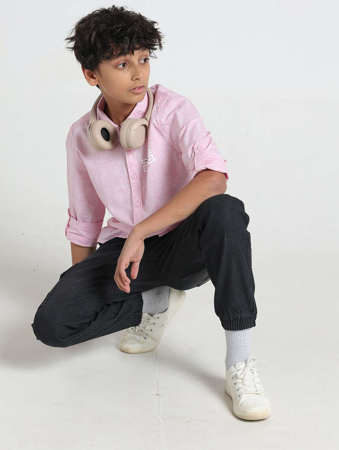 boys solid collared roll up sleeve shirt - 22354301 -  Standard Image - 4