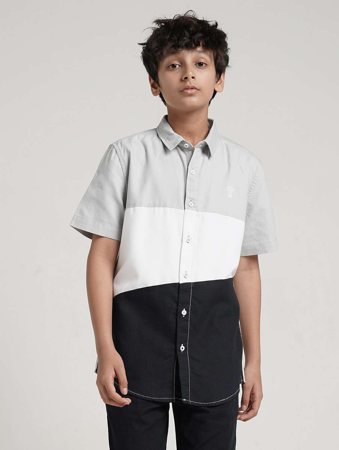 boys color blocked collared short sleeve shirt - 22354303 -  Standard Image - 1