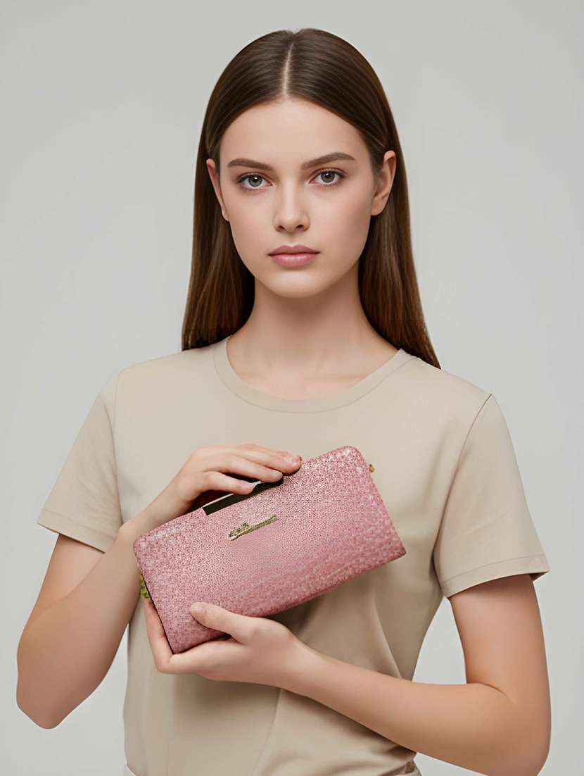 women textured structured clutch - 22354312 -  Standard Image - 6