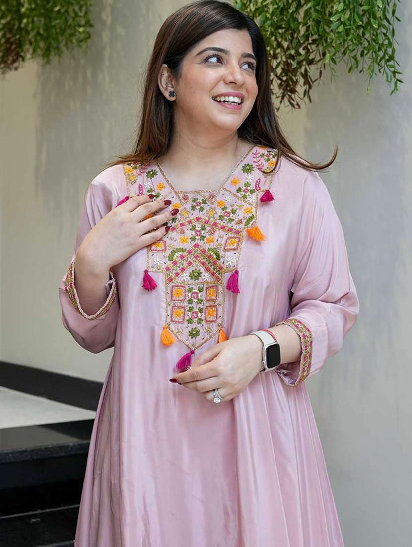 women solid with work long sleeve ethnic co-ord set - 22354324 -  Standard Image - 1