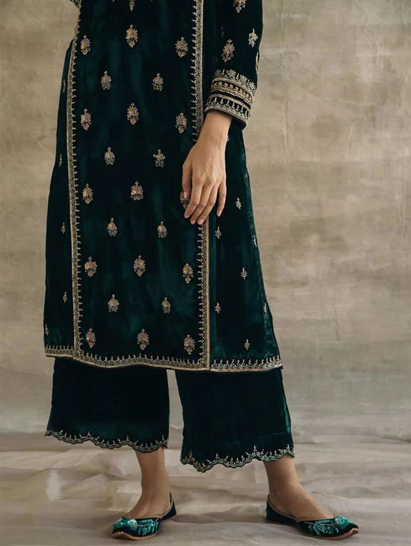 women solid with work long sleeve kurta pant with dupatta set - 22354326 -  Standard Image - 4