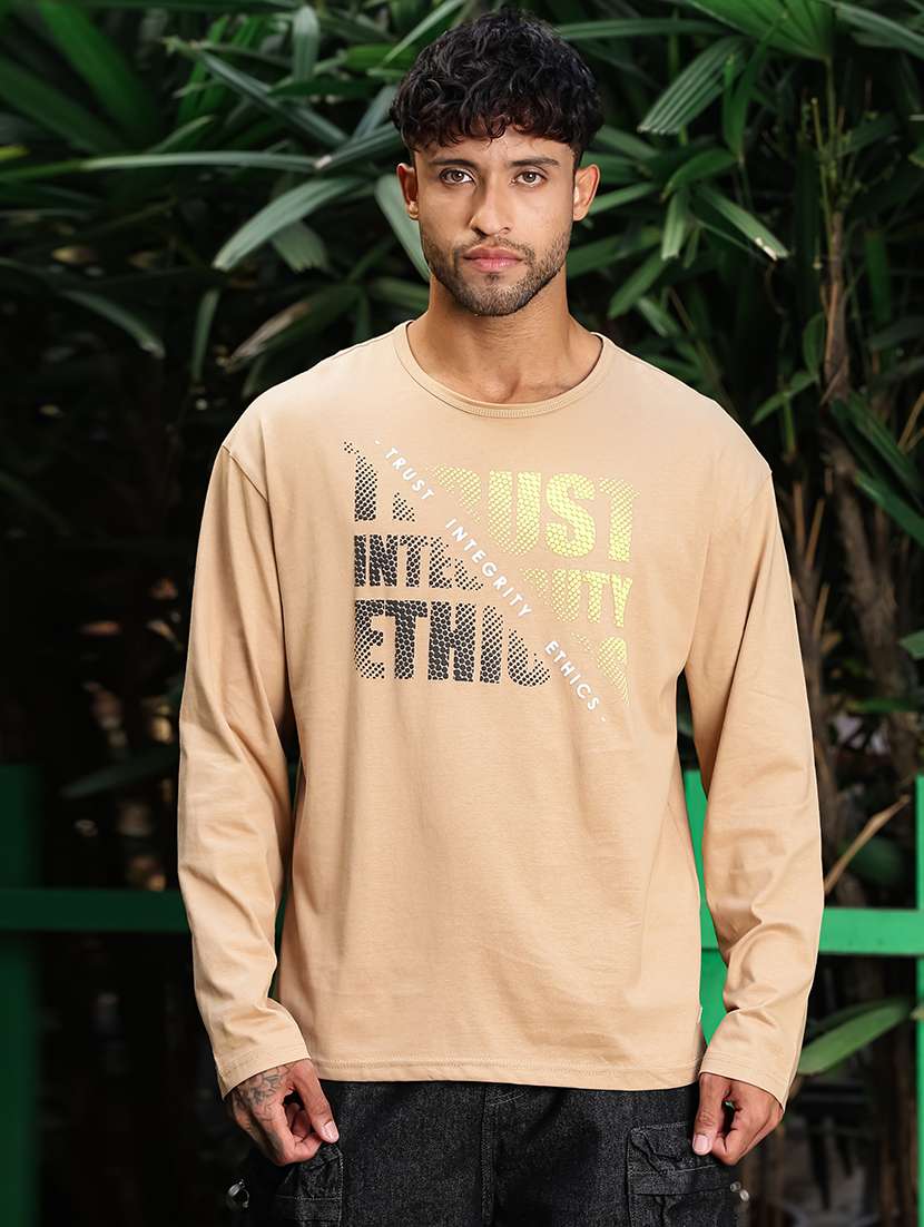 men typographic long sleeve regular fit t-shirt - 22354355 -  Standard Image - 1