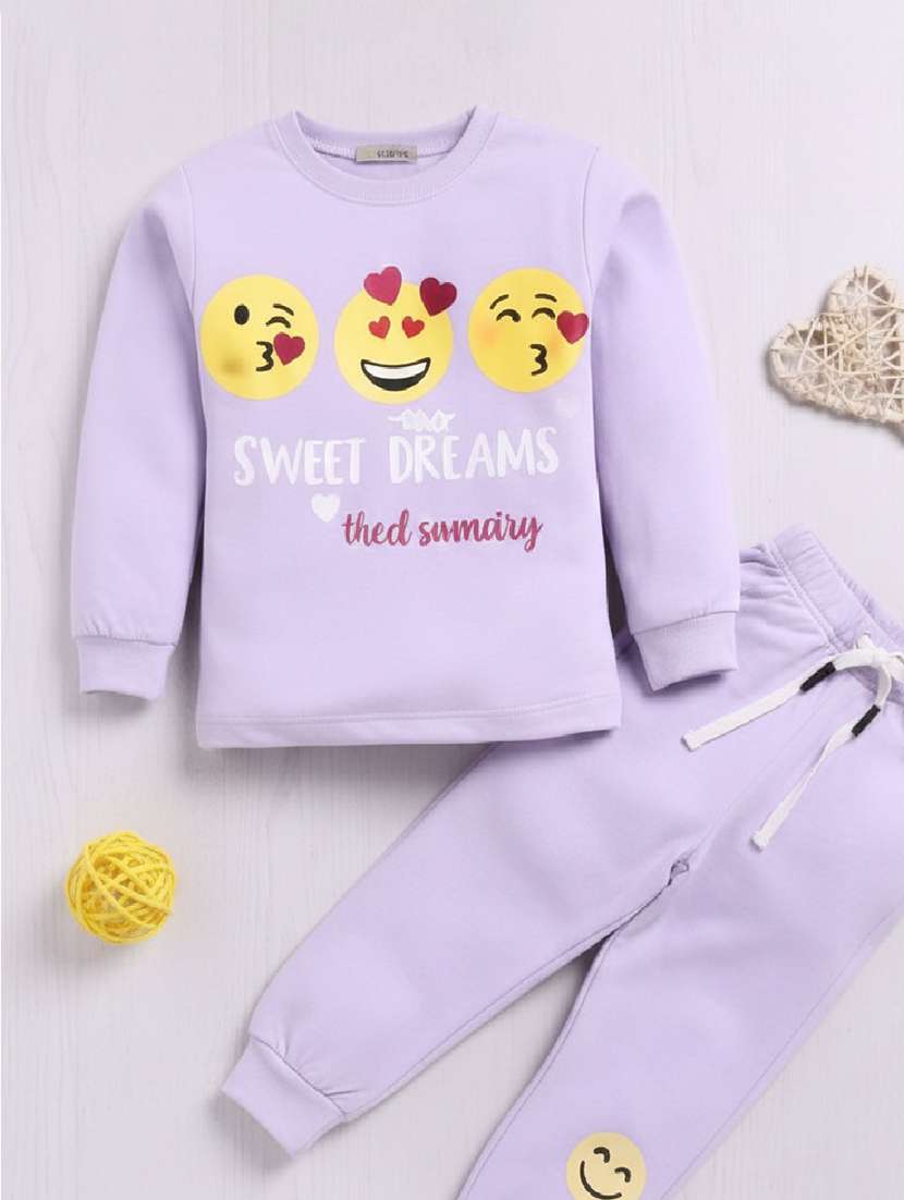 girls printed full length set