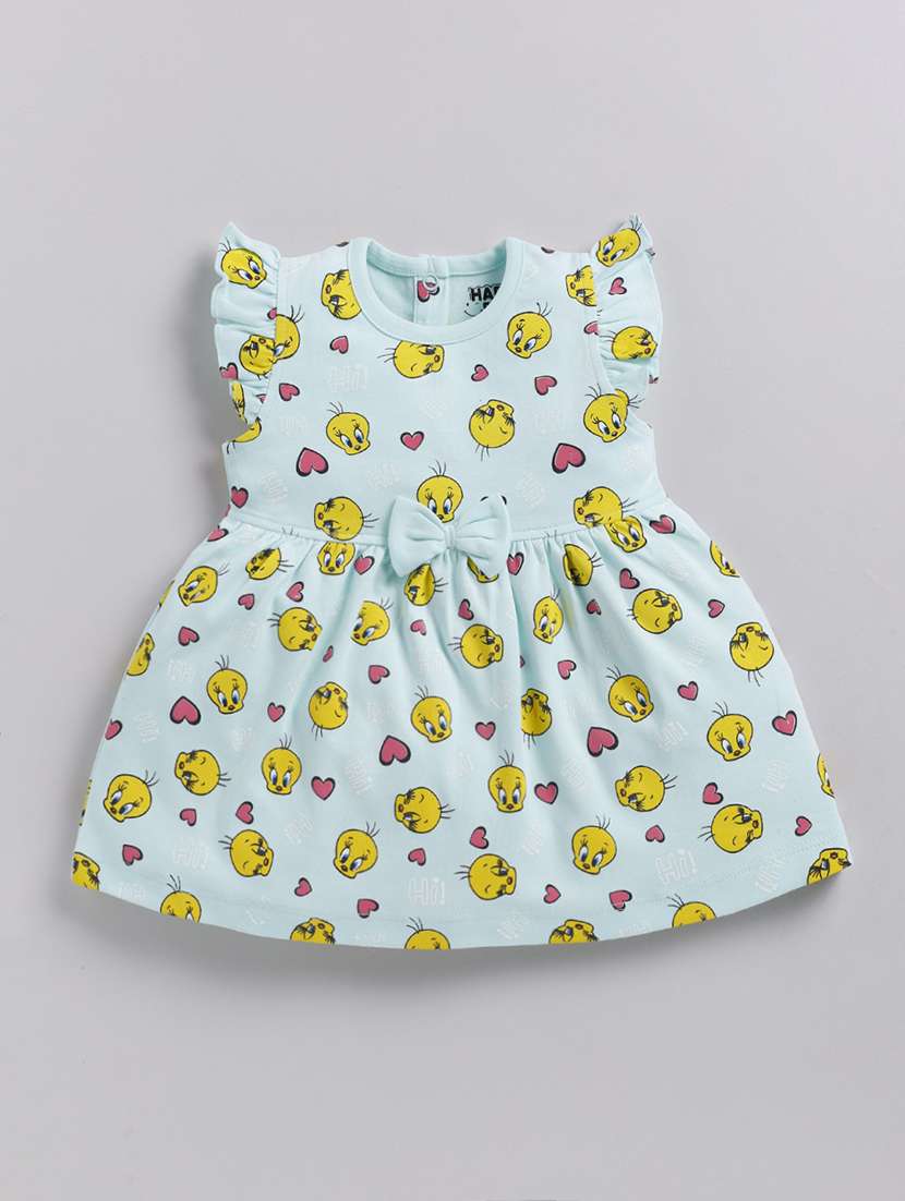 girls printed ruffle sleeve flared frock - 22354495 -  Standard Image - 1