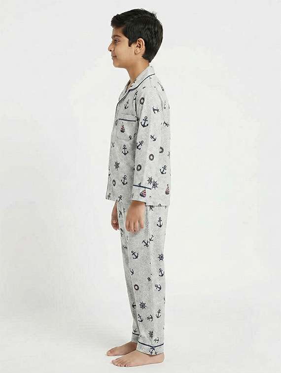 boys printed long sleeve nightwear pyjama set - 22354538 -  Standard Image - 1