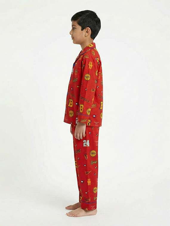boys printed long sleeve nightwear pyjama set - 22354539 -  Standard Image - 1