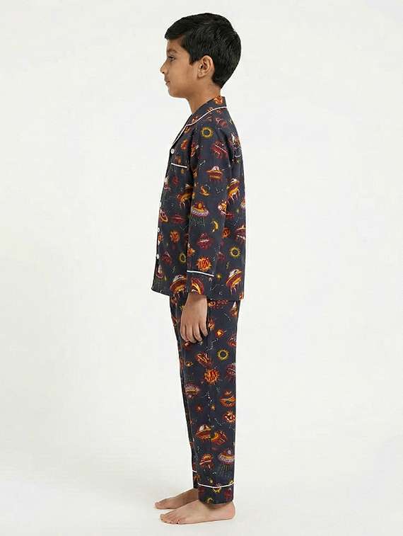 boys printed long sleeve nightwear pyjama set - 22354540 -  Standard Image - 1