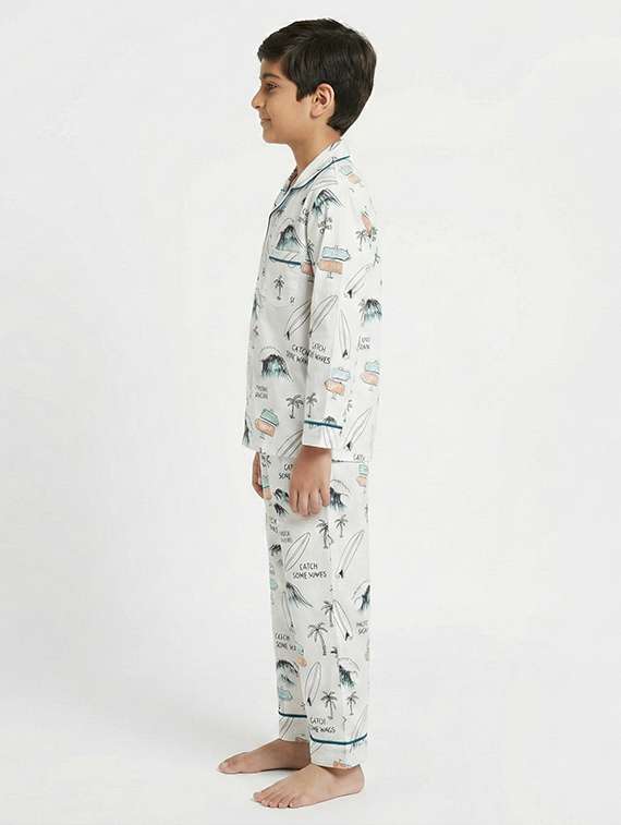 boys printed long sleeve nightwear pyjama set - 22354542 -  Standard Image - 1