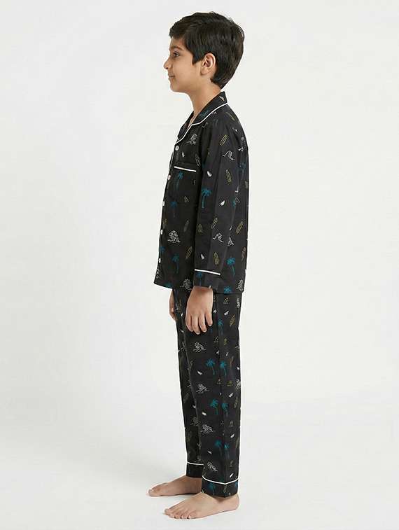 boys printed long sleeve nightwear pyjama set - 22354543 -  Standard Image - 1