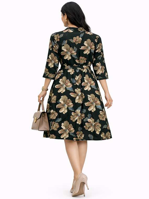women floral print fit and flared dress - 22354544 -  Standard Image - 4