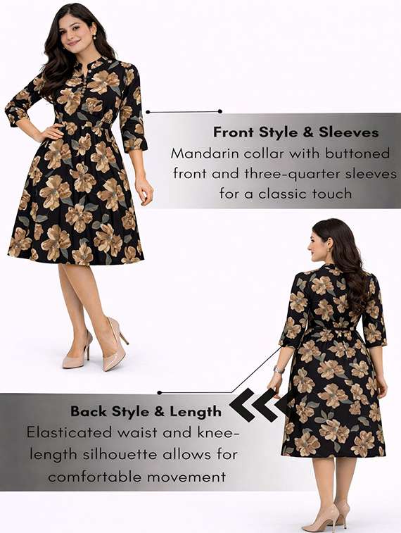 women floral print fit and flared dress - 22354544 -  Standard Image - 6
