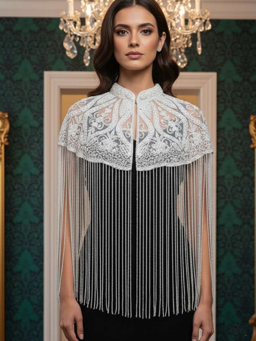 women embellished net cape - 22354551 -  Standard Image - 1