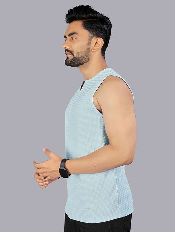 Men Textured Sleeveless T-shirt - 22354564 -  Standard Image - 1