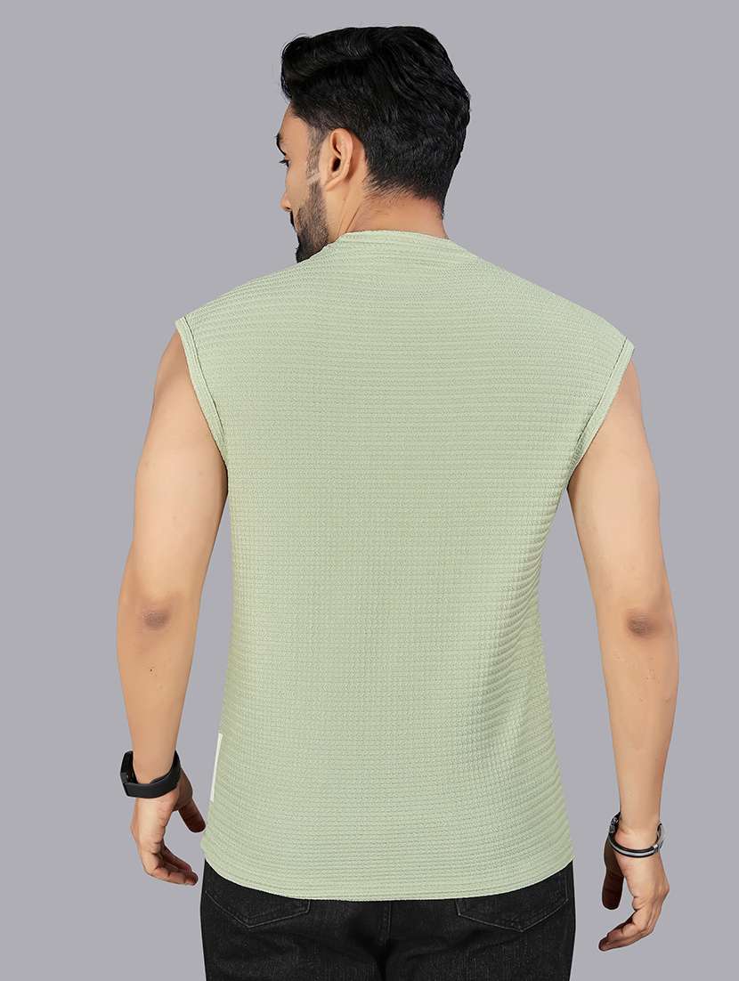 men self design sleeveless round neck t-shirt - 22355340 -  Standard Image - 1