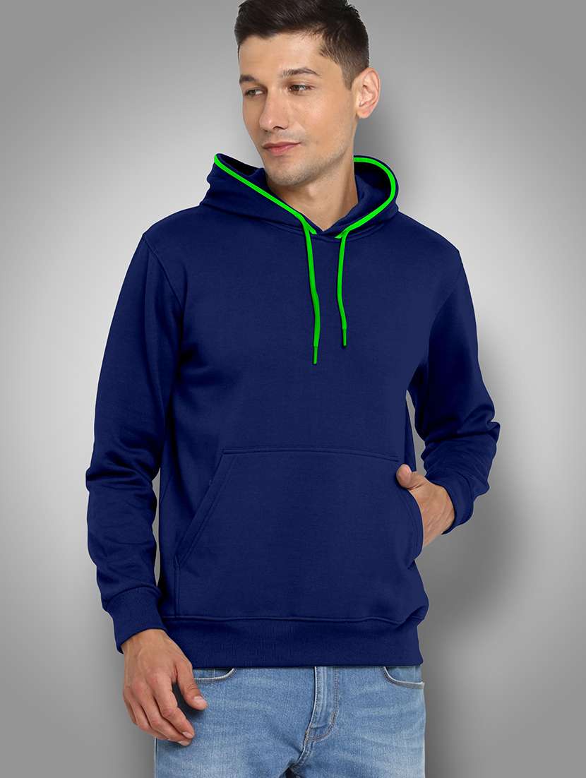 men solid long sleeve hooded sweatshirt - 22355542 -  Standard Image - 1
