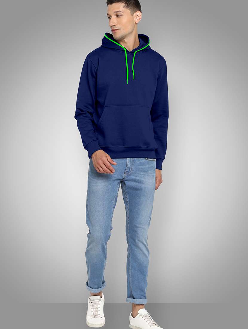 men solid long sleeve hooded sweatshirt - 22355542 -  Standard Image - 4
