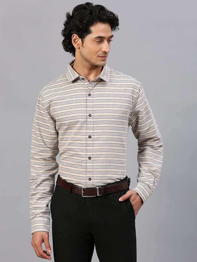 men striped long sleeve regular fit casual shirt - 22355553 -  Standard Image - 1