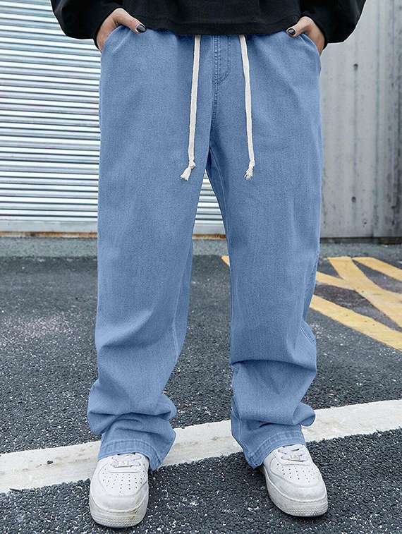 men solid mid rise jeans