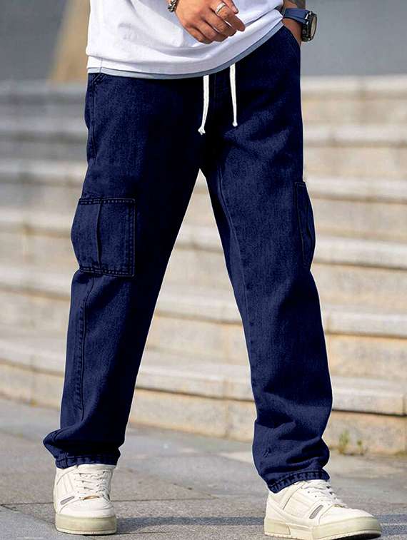 men solid mid rise cargo - 22355759 -  Standard Image - 1