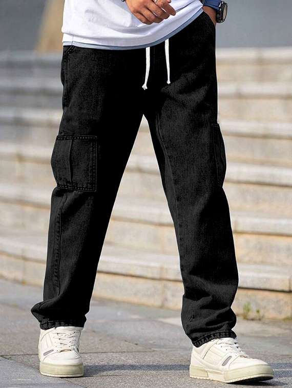 men solid mid rise cargo - 22355760 -  Standard Image - 1