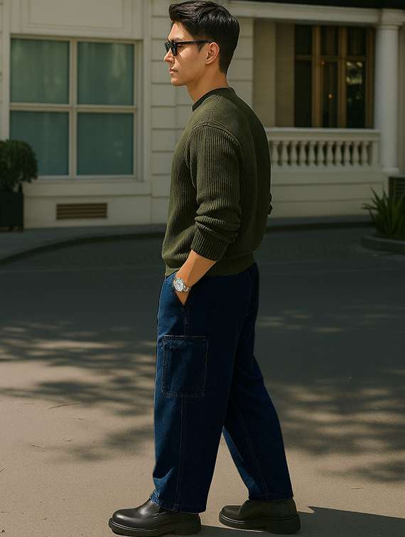 men solid mid rise cargo - 22355762 -  Standard Image - 4