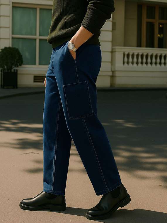 men solid mid rise cargo - 22355763 -  Standard Image - 1