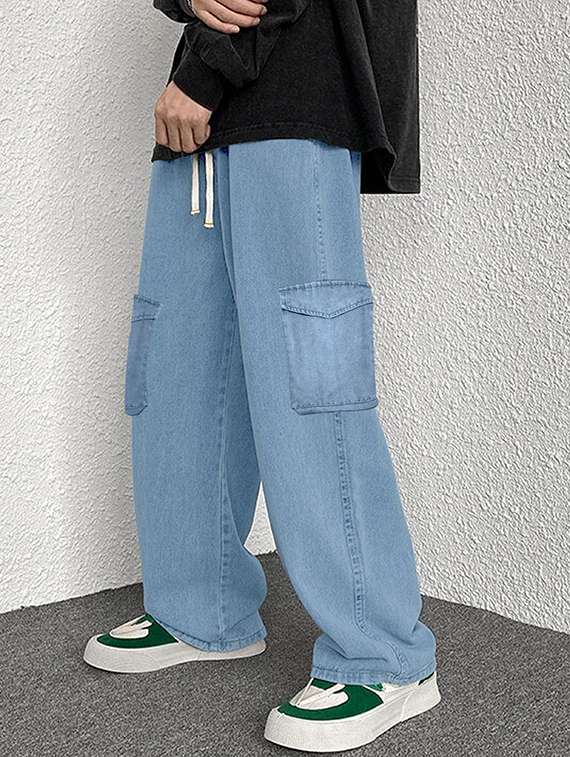 men solid mid rise cargo - 22355764 -  Standard Image - 1