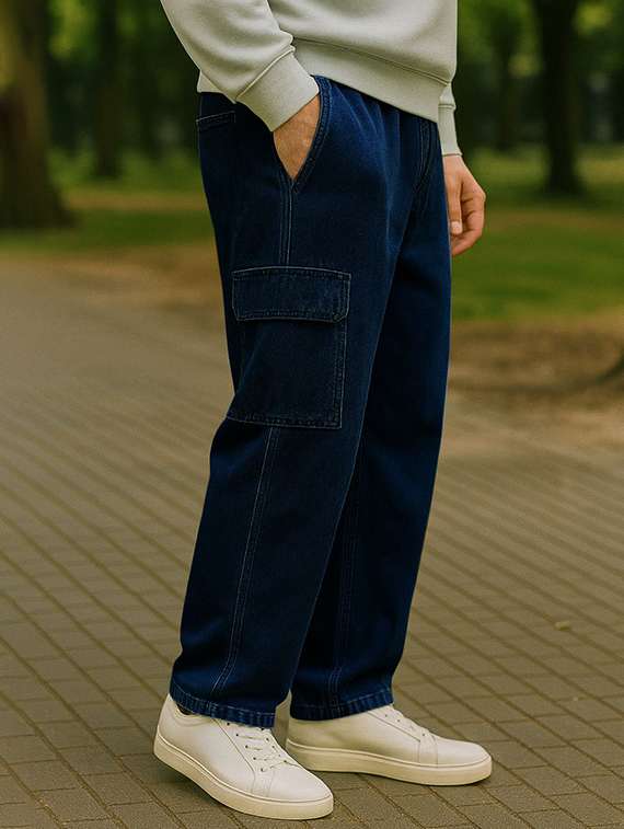 men solid mid rise cargo - 22355770 -  Standard Image - 1