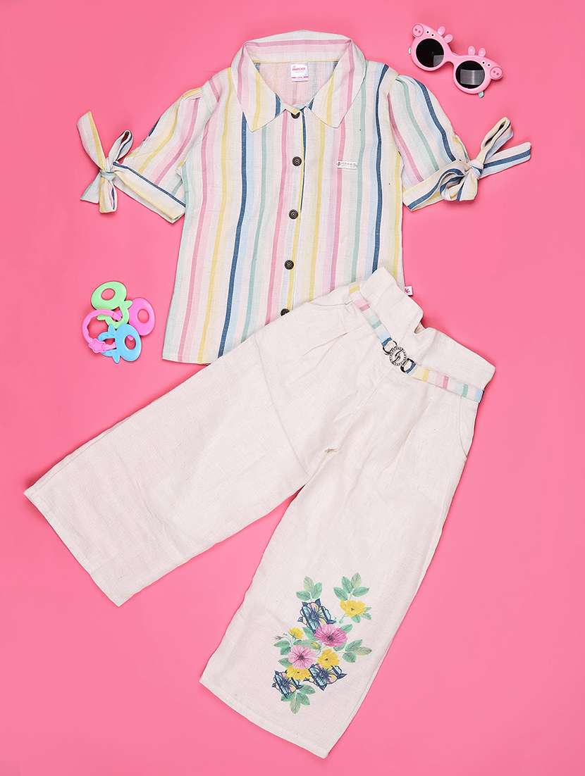 girls striped short sleeve full length set - 22355940 -  Standard Image - 1
