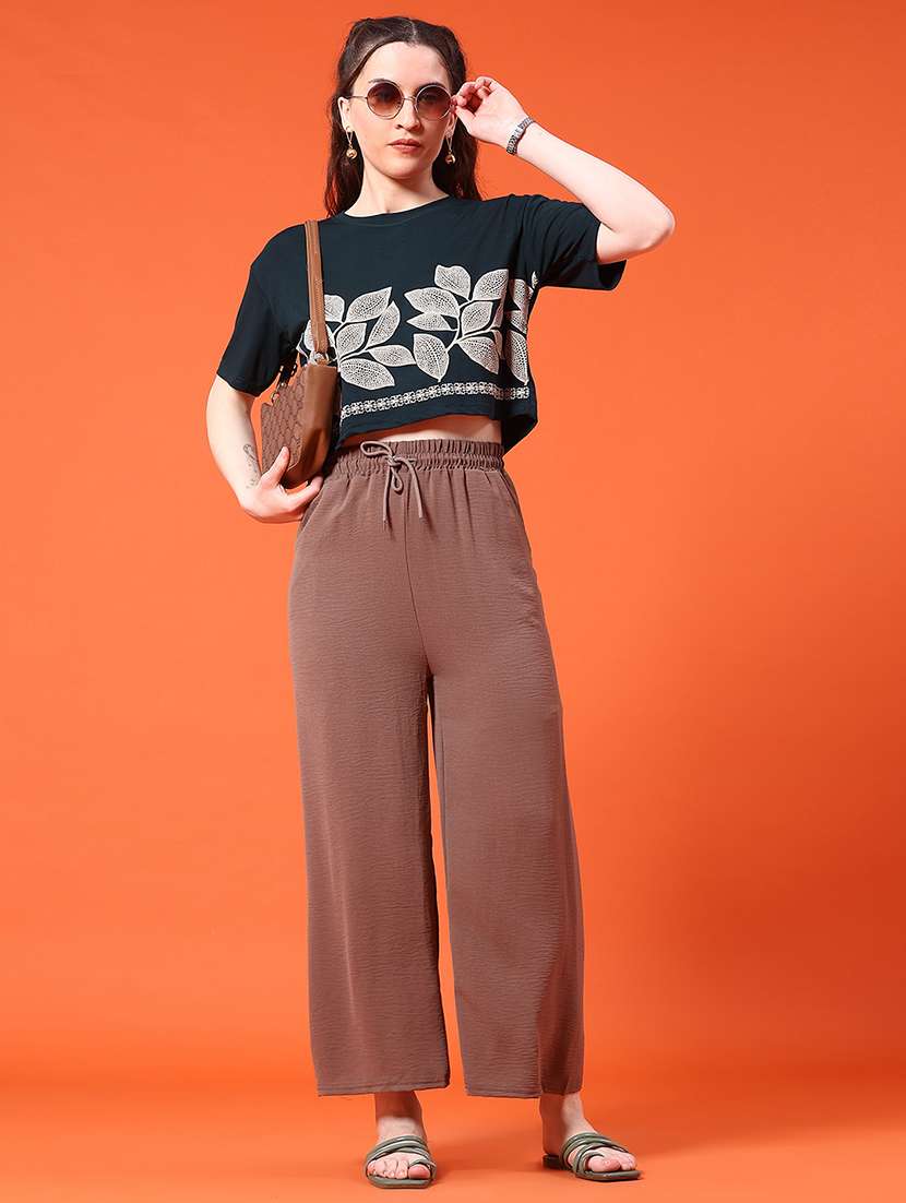 women solid mid rise straight palazzo - 22355942 -  Standard Image - 4