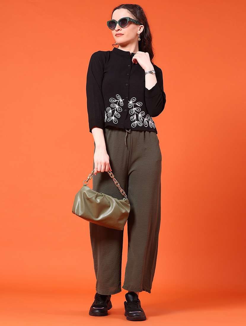 women solid mid rise straight palazzo - 22355945 -  Standard Image - 4