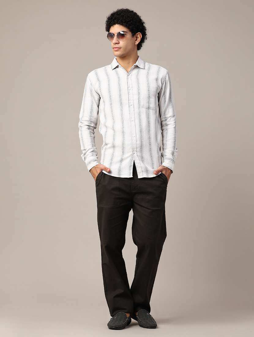 men striped long sleeve slim fit casual shirt - 22355998 -  Standard Image - 4