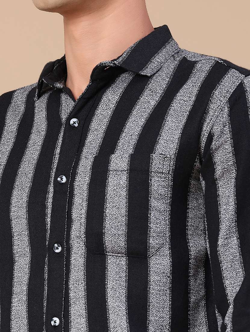 men striped long sleeve slim fit casual shirt - 22355999 -  Standard Image - 1