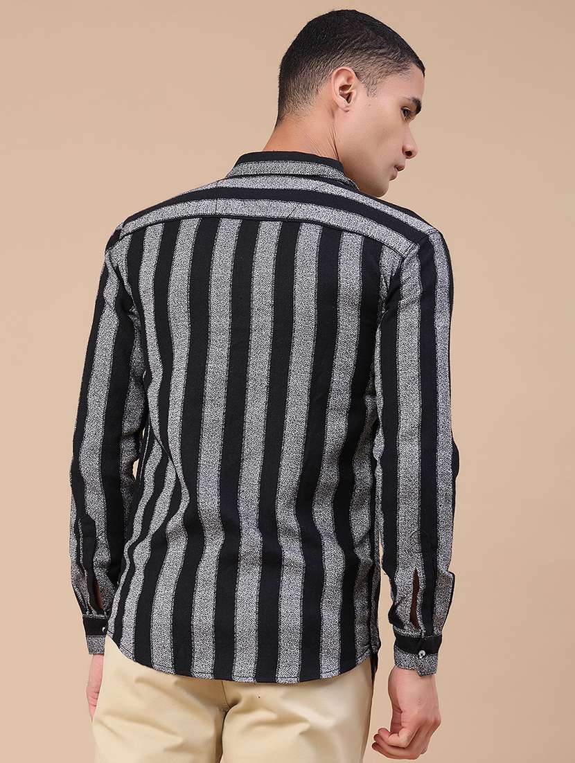 men striped long sleeve slim fit casual shirt - 22355999 -  Standard Image - 4