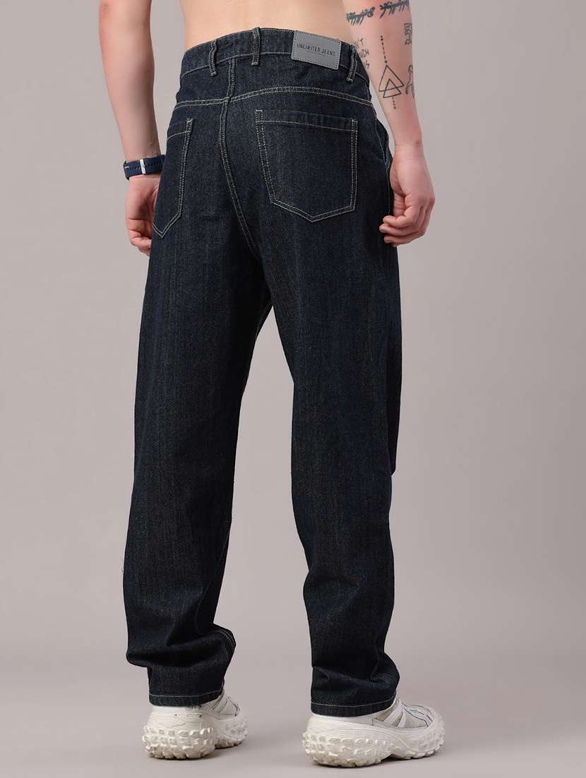 men plain mid rise full length relaxed fit jeans - 22356069 -  Standard Image - 4