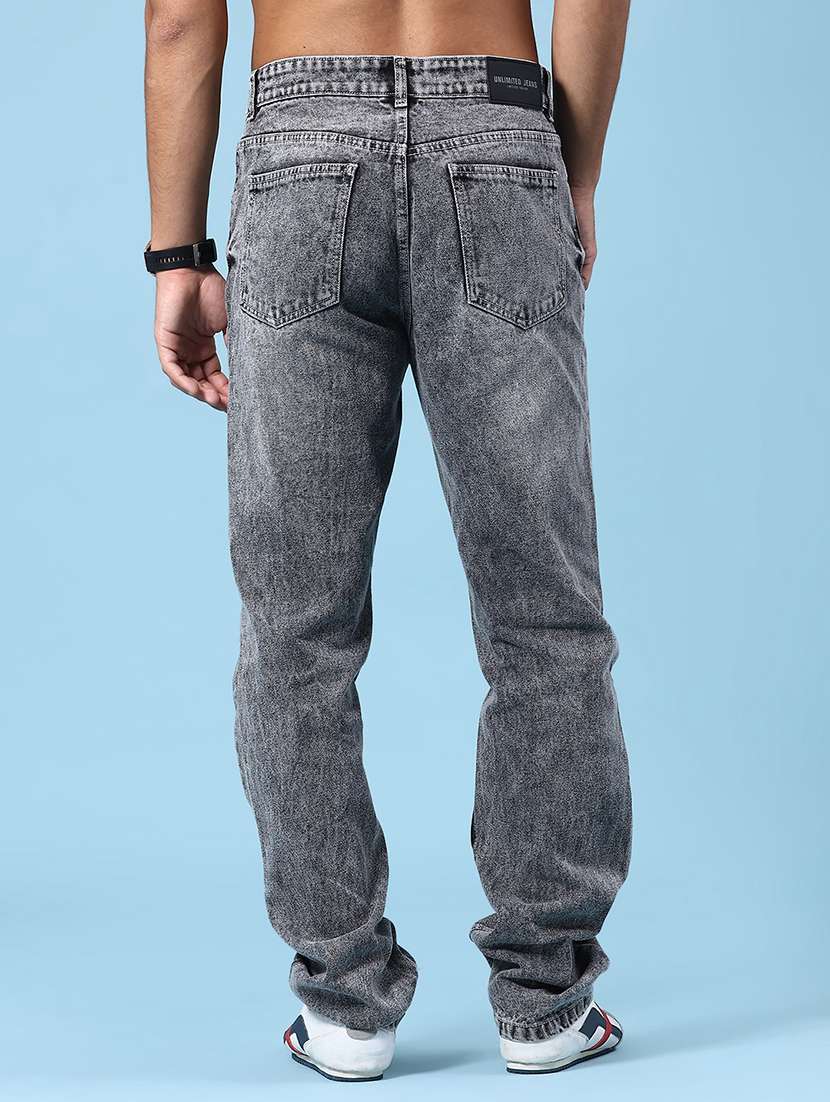 men plain mid rise full length straight jeans - 22356079 -  Standard Image - 4